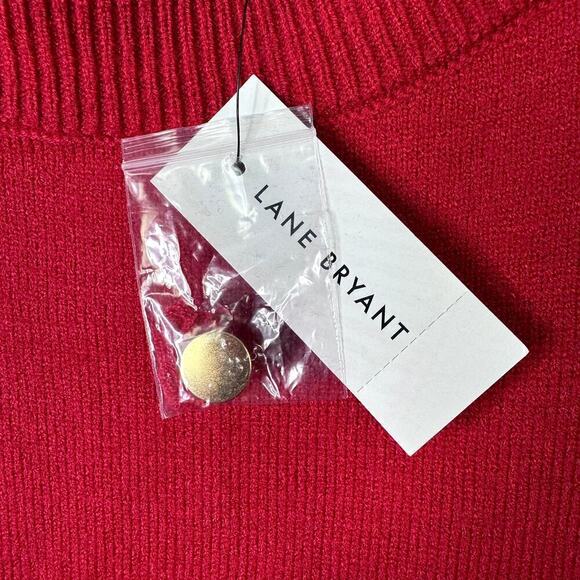 Lane Bryant Red Pullover Sweater Gold Button Shoulder Detail Women's Size 22/24 - Picture 3 of 12